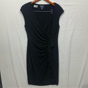 American Living Black Ruched V-Neck Dress Size 14